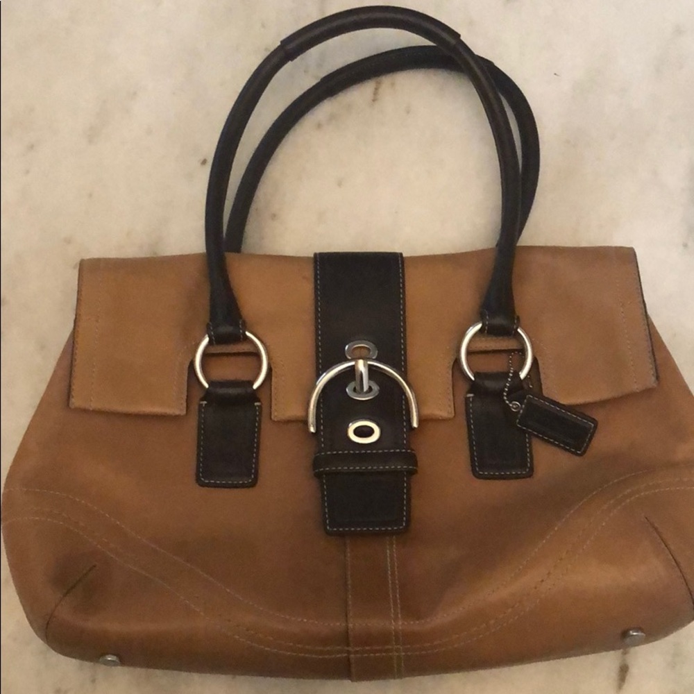 Two toned brown leather Coach purse